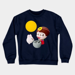 Moon Rabbit Making Rice Cake, Songpyeon Crewneck Sweatshirt